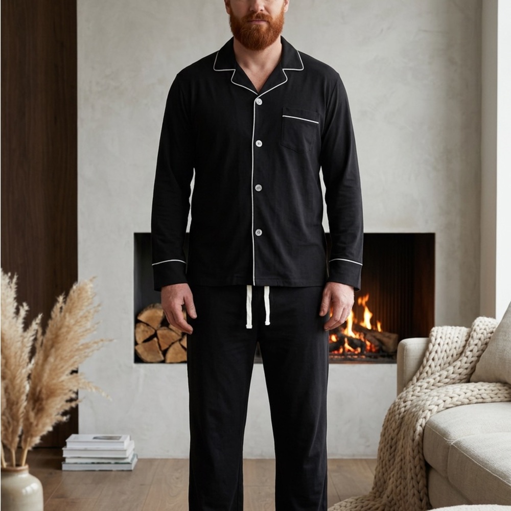 U2SKIIN Men Cotton XL (40-42) Pajama Set NWT Soft Lightweight Black Loungewear